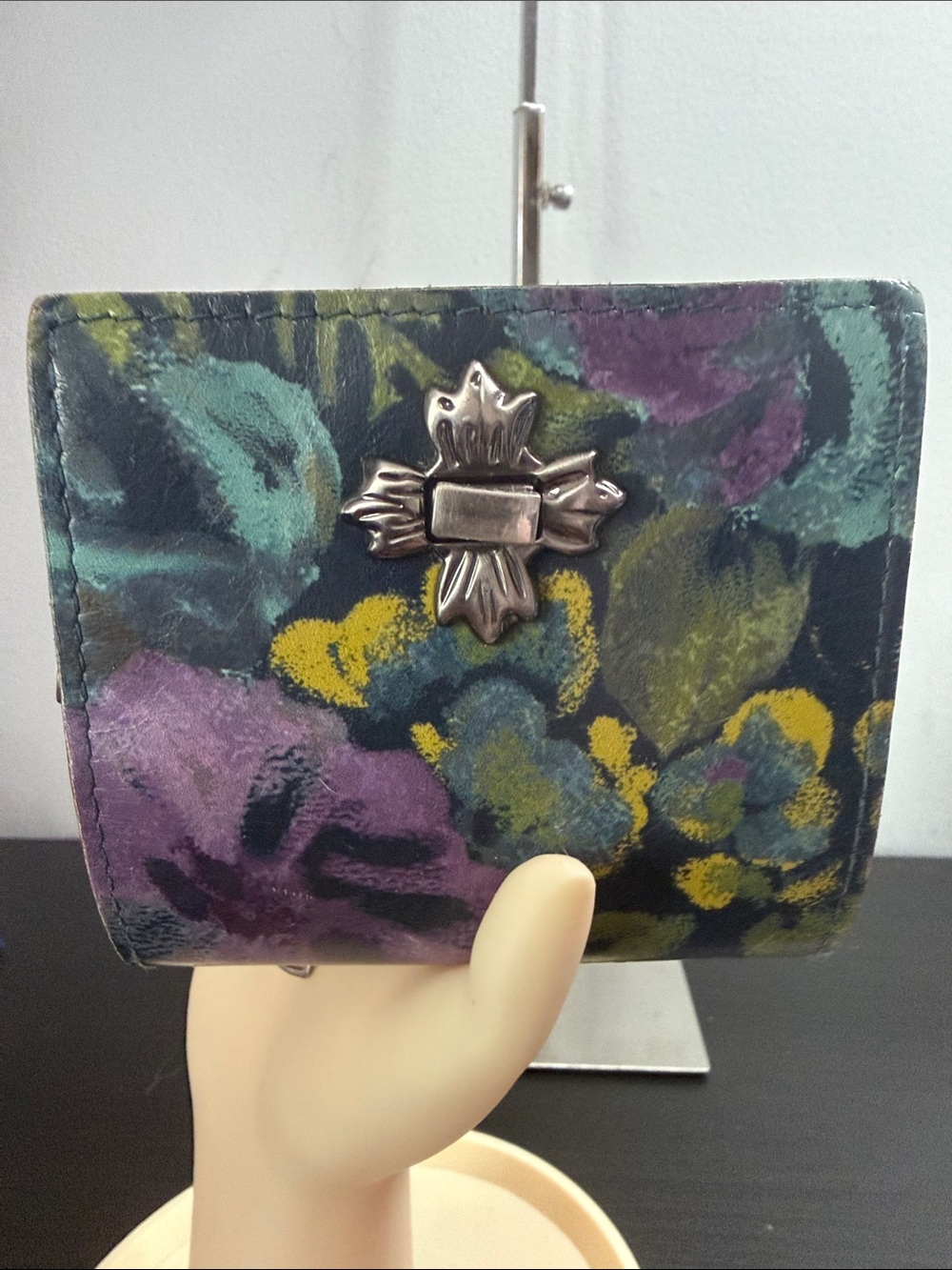 Patricia Nash Floral Compact Wallet in Teal, Purple & Yellow